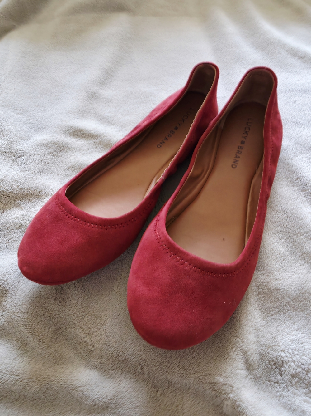 Lucky Brand Brick Red Suede Ballet Flats